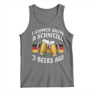 Funny Oktoberfest Beer Drinking Tank Top I Stopped Giving A Schnitzel 3 Beers Ago TS11 Black Heather Print Your Wear