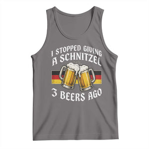 Funny Oktoberfest Beer Drinking Tank Top I Stopped Giving A Schnitzel 3 Beers Ago TS11 Deep Heather Print Your Wear