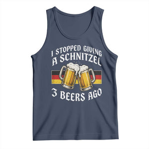 Funny Oktoberfest Beer Drinking Tank Top I Stopped Giving A Schnitzel 3 Beers Ago TS11 Navy Print Your Wear