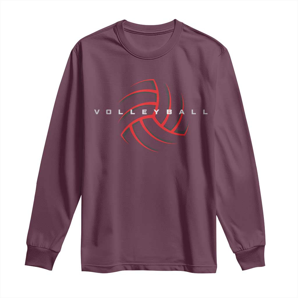 Plain Volleyball Seams Graphic Long Sleeve Shirt Volleyball Lover TS11 Maroon Print Your Wear