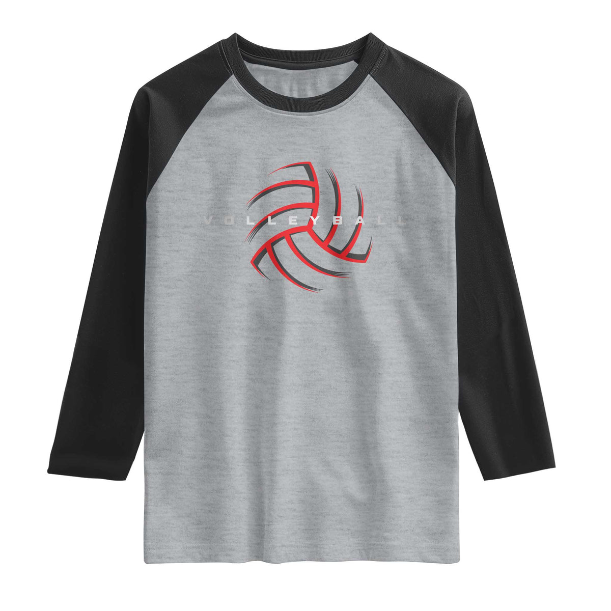 Plain Volleyball Seams Graphic Raglan Shirt Volleyball Lover TS11 Heather Gray Black Print Your Wear