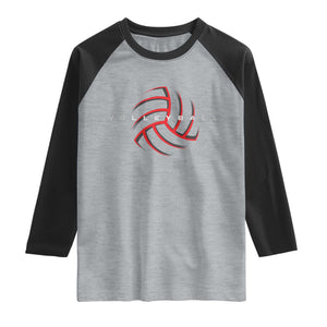Plain Volleyball Seams Graphic Raglan Shirt Volleyball Lover TS11 Heather Gray Black Print Your Wear