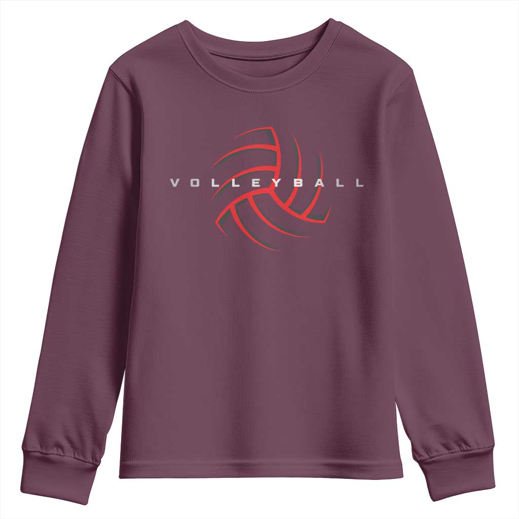 Plain Volleyball Seams Graphic Youth Sweatshirt Volleyball Lover TS11 Maroon Print Your Wear