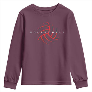 Plain Volleyball Seams Graphic Youth Sweatshirt Volleyball Lover TS11 Maroon Print Your Wear