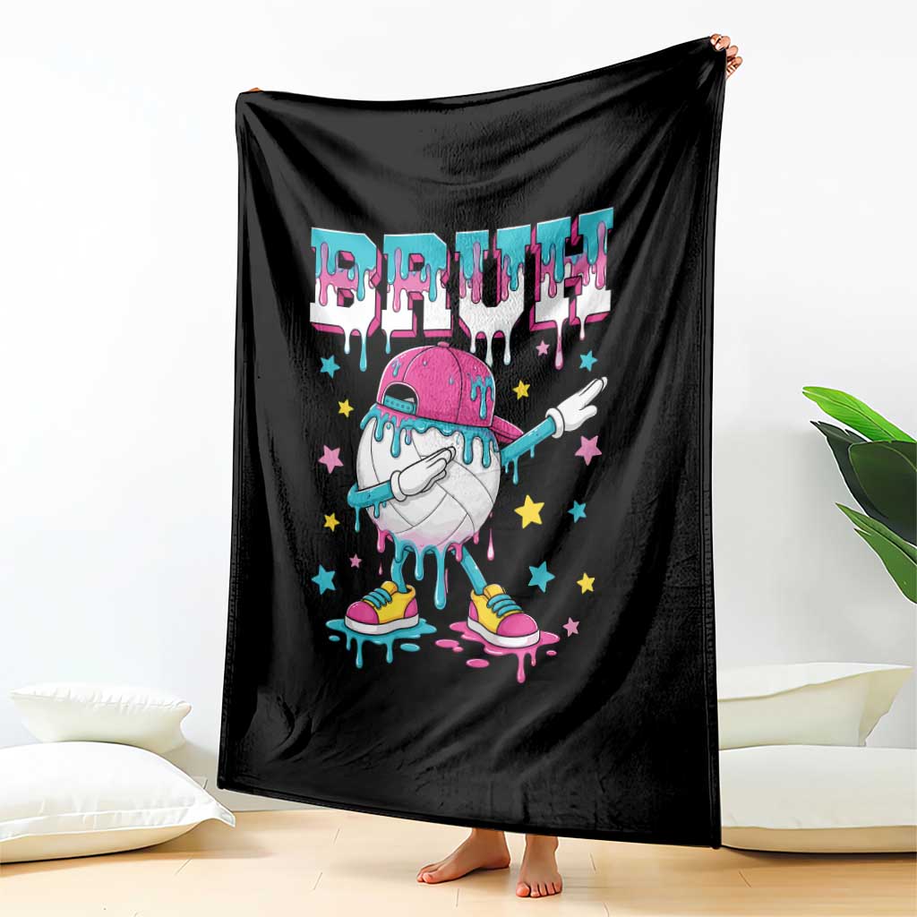 Volleyball Drip Bruh Meme Throw Blanket Volleyball Baseball Ice Cream Dripping TS11 Print Your Wear