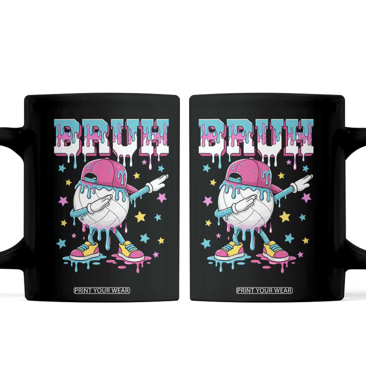 Volleyball Drip Bruh Meme Coffee Mug Volleyball Baseball Ice Cream Dripping TS11 Black Print Your Wear