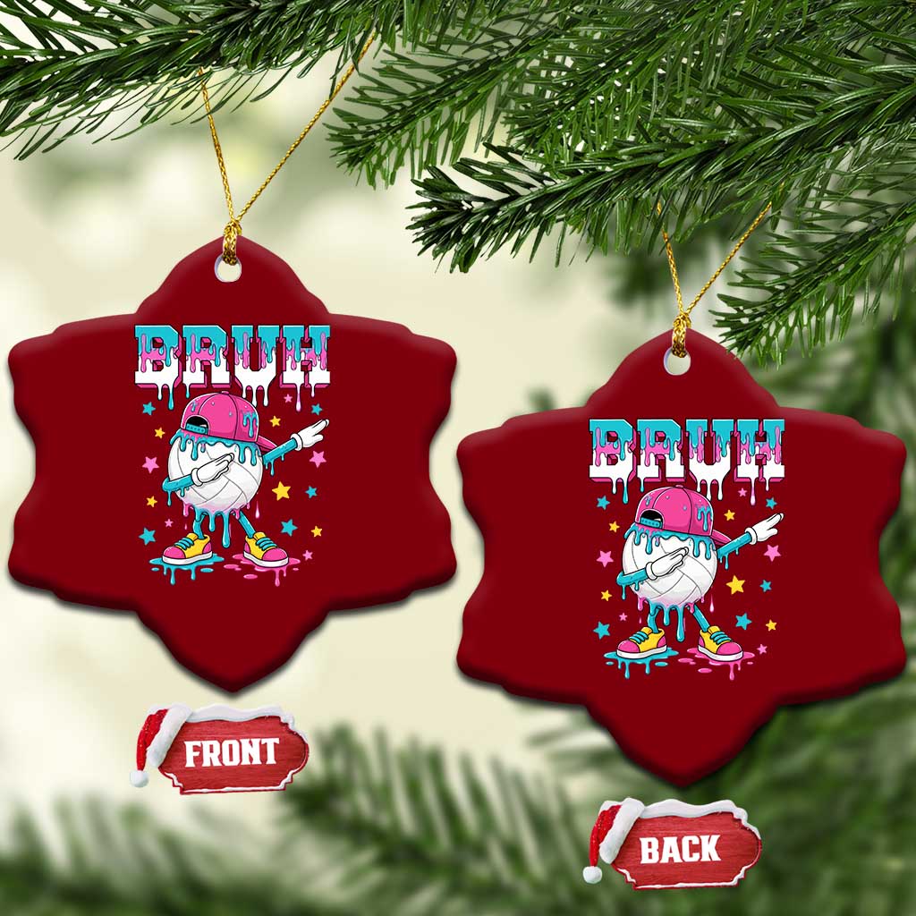 Volleyball Drip Bruh Meme Ceramic Ornament Volleyball Baseball Ice Cream Dripping TS11 Print Your Wear