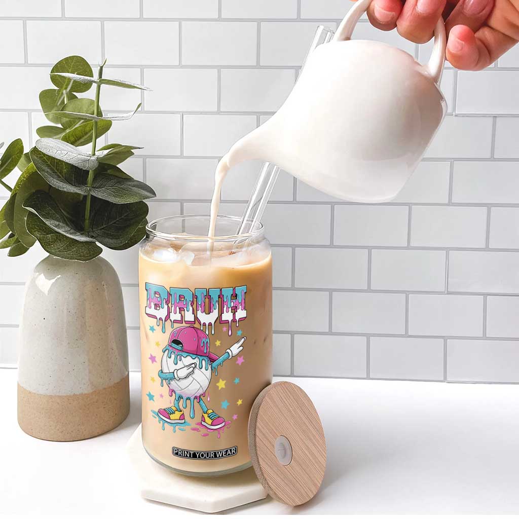 Volleyball Drip Bruh Meme Glass Can Volleyball Baseball Ice Cream Dripping TS11 Print Your Wear