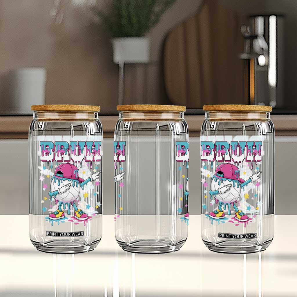 Volleyball Drip Bruh Meme Glass Can Volleyball Baseball Ice Cream Dripping TS11 Print Your Wear
