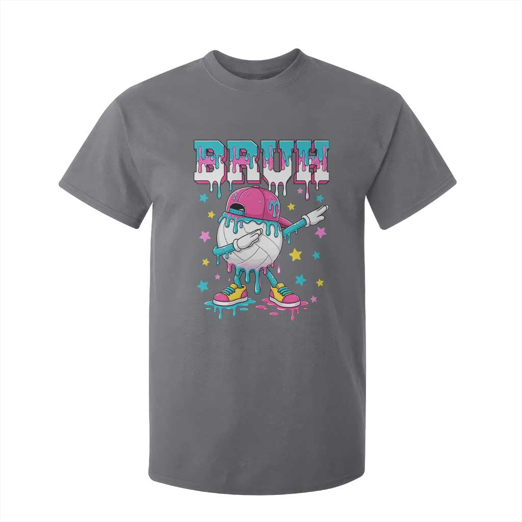 Volleyball Drip Bruh Meme T Shirt For Kid Volleyball Baseball Ice Cream Dripping TS11 Charcoal Print Your Wear