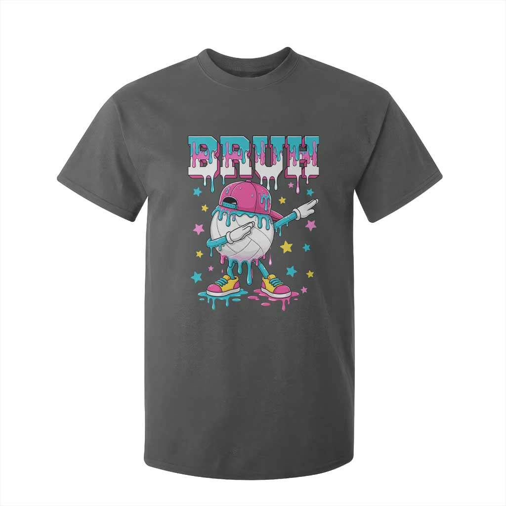 Volleyball Drip Bruh Meme T Shirt For Kid Volleyball Baseball Ice Cream Dripping TS11 Dark Heather Print Your Wear