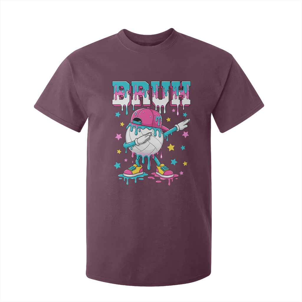 Volleyball Drip Bruh Meme T Shirt For Kid Volleyball Baseball Ice Cream Dripping TS11 Maroon Print Your Wear