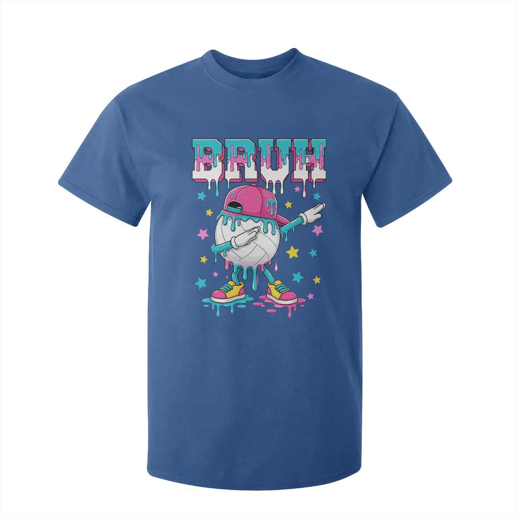 Volleyball Drip Bruh Meme T Shirt For Kid Volleyball Baseball Ice Cream Dripping TS11 Royal Blue Print Your Wear
