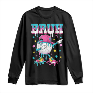 Volleyball Drip Bruh Meme Long Sleeve Shirt Volleyball Baseball Ice Cream Dripping TS11 Black Print Your Wear