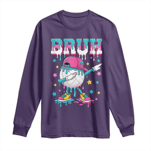 Volleyball Drip Bruh Meme Long Sleeve Shirt Volleyball Baseball Ice Cream Dripping TS11 Purple Print Your Wear
