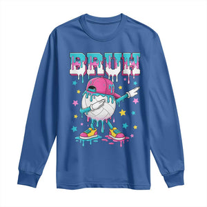 Volleyball Drip Bruh Meme Long Sleeve Shirt Volleyball Baseball Ice Cream Dripping TS11 Royal Blue Print Your Wear