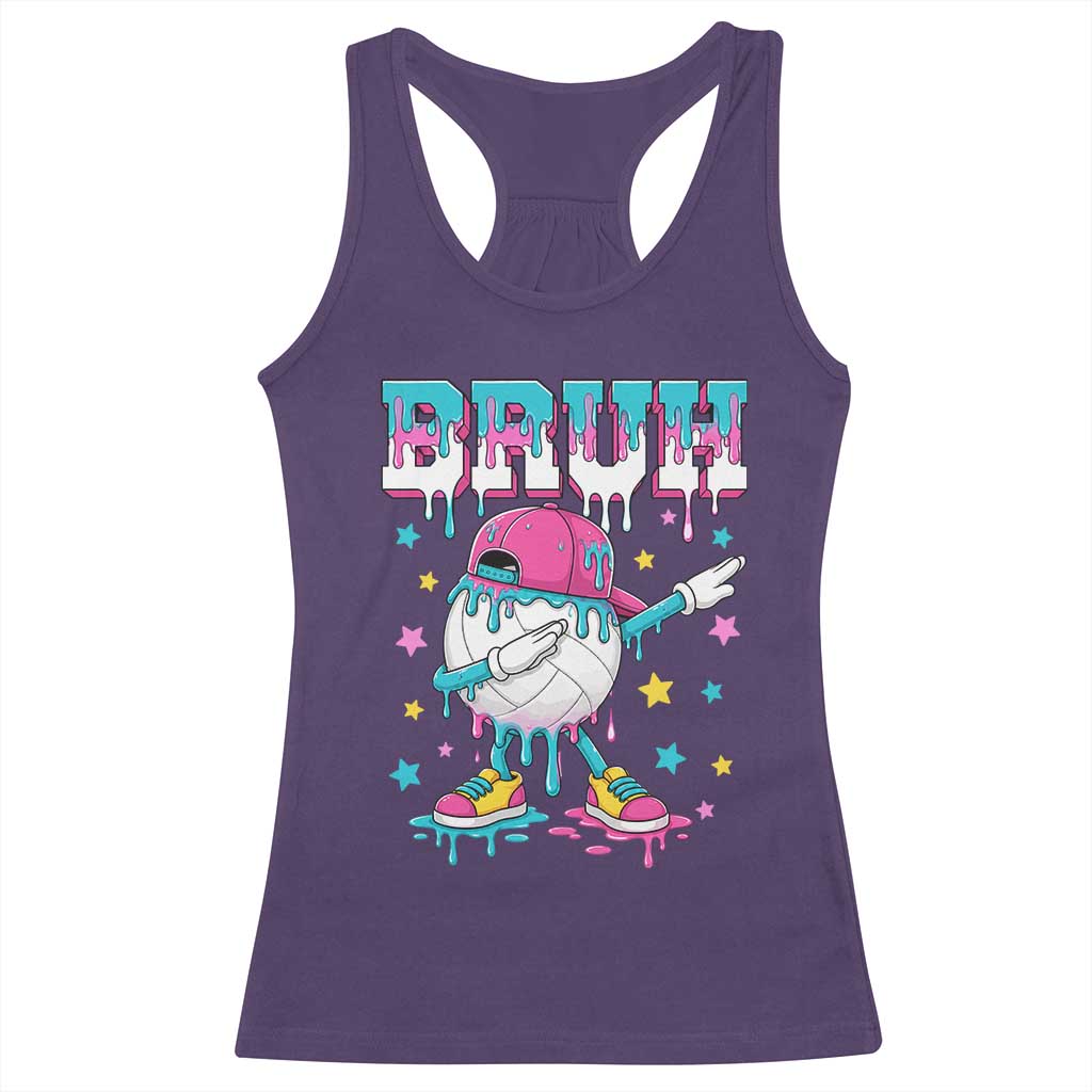 Volleyball Drip Bruh Meme Racerback Tank Top Volleyball Baseball Ice Cream Dripping TS11 Purple Print Your Wear