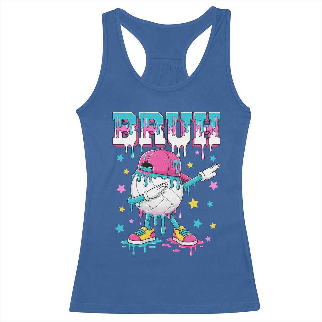 Volleyball Drip Bruh Meme Racerback Tank Top Volleyball Baseball Ice Cream Dripping TS11 Royal Blue Print Your Wear