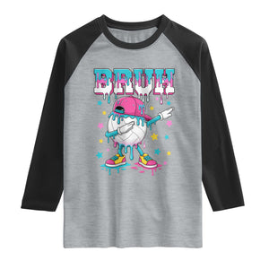 Volleyball Drip Bruh Meme Raglan Shirt Volleyball Baseball Ice Cream Dripping TS11 Heather Gray Black Print Your Wear