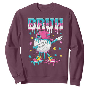 Volleyball Drip Bruh Meme Sweatshirt Volleyball Baseball Ice Cream Dripping TS11 Maroon Print Your Wear