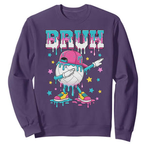 Volleyball Drip Bruh Meme Sweatshirt Volleyball Baseball Ice Cream Dripping TS11 Purple Print Your Wear