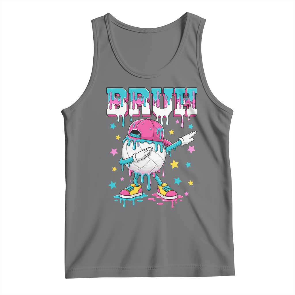 Volleyball Drip Bruh Meme Tank Top Volleyball Baseball Ice Cream Dripping TS11 Black Heather Print Your Wear