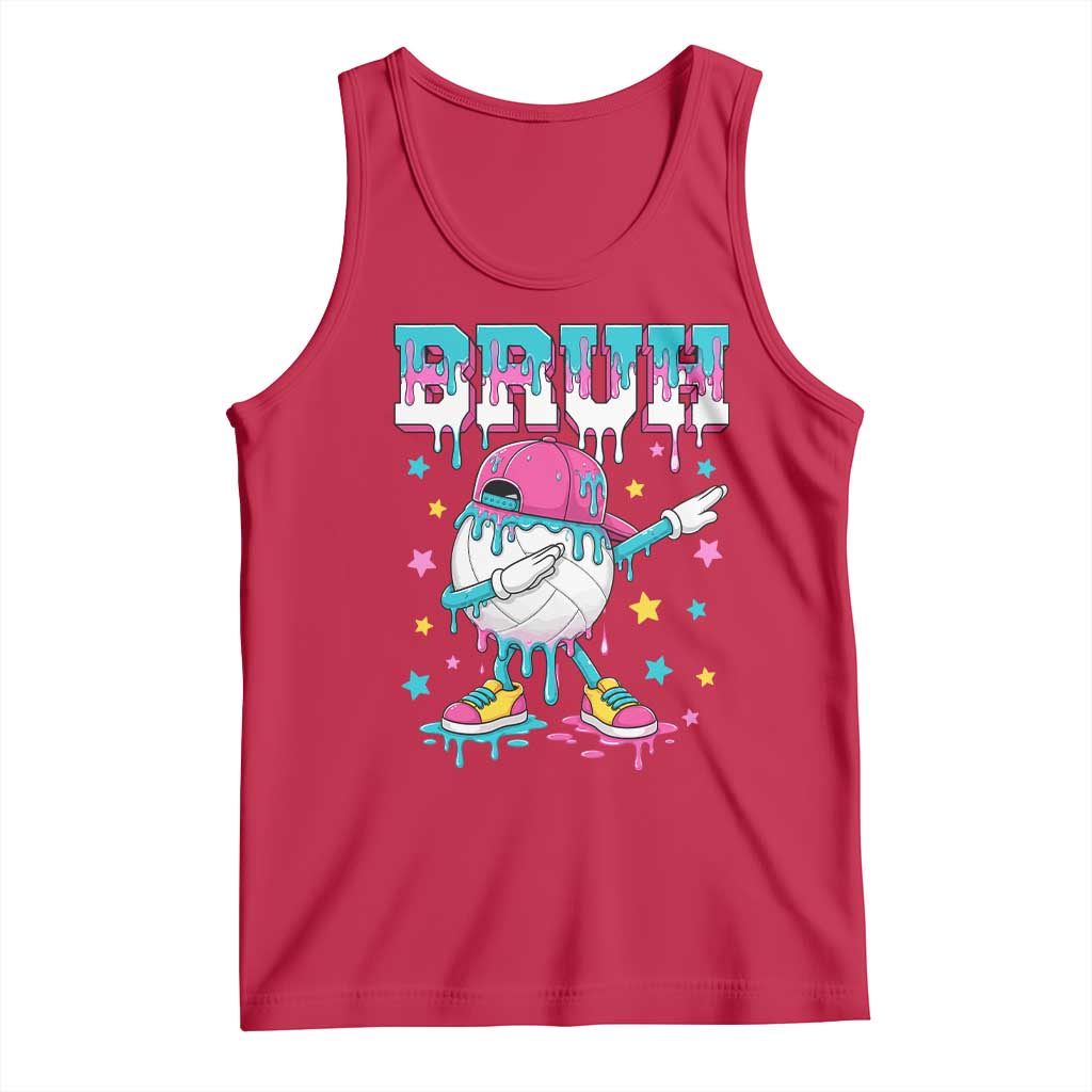 Volleyball Drip Bruh Meme Tank Top Volleyball Baseball Ice Cream Dripping TS11 Red Print Your Wear