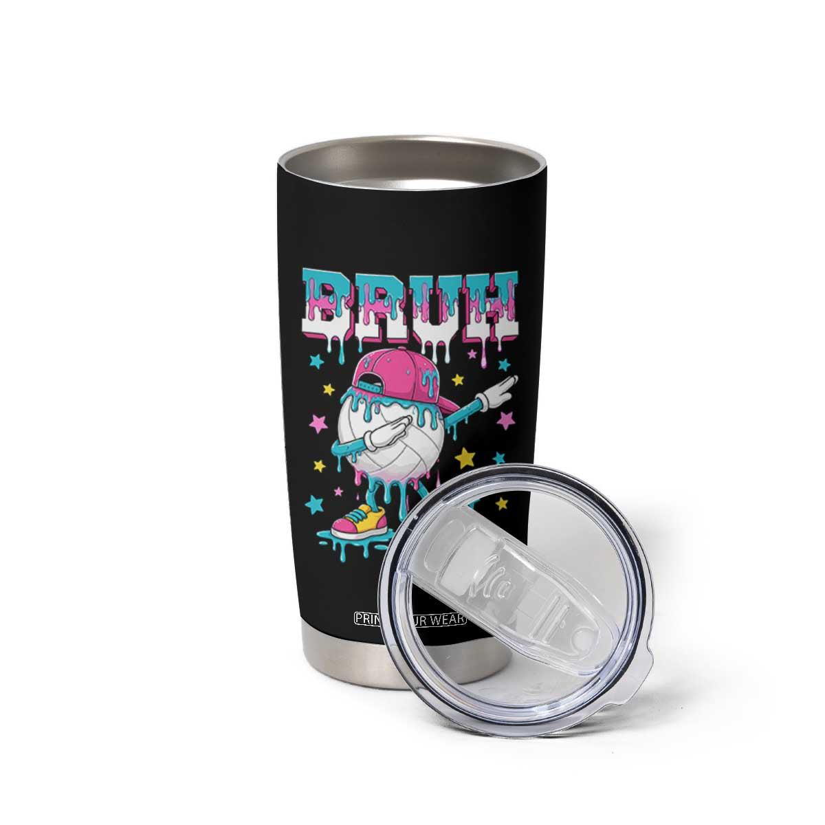 Volleyball Drip Bruh Meme Tumbler Cup Volleyball Baseball Ice Cream Dripping TS11 Print Your Wear