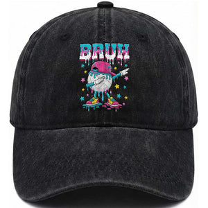 Volleyball Drip Bruh Meme Washed Cotton Baseball Cap Volleyball Baseball Ice Cream Dripping TS11 Print Your Wear