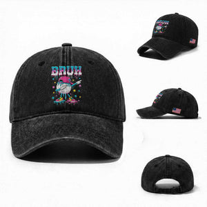 Volleyball Drip Bruh Meme Washed Cotton Baseball Cap Volleyball Baseball Ice Cream Dripping TS11 Washed Cap Universal Fit Black Print Your Wear