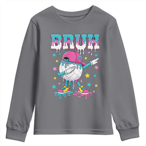 Volleyball Drip Bruh Meme Youth Sweatshirt Volleyball Baseball Ice Cream Dripping TS11 Charcoal Print Your Wear