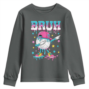 Volleyball Drip Bruh Meme Youth Sweatshirt Volleyball Baseball Ice Cream Dripping TS11 Dark Heather Print Your Wear