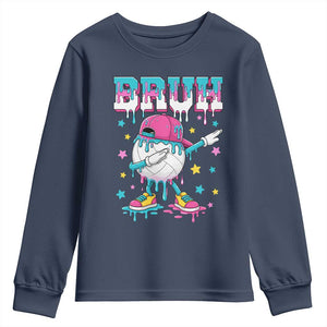 Volleyball Drip Bruh Meme Youth Sweatshirt Volleyball Baseball Ice Cream Dripping TS11 Navy Print Your Wear