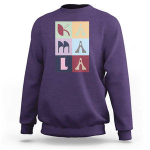 Harris Supporter Sweatshirt Kamala 2024 US Presidential Election Colorful Brutalism Typography TS11 Purple Print Your Wear