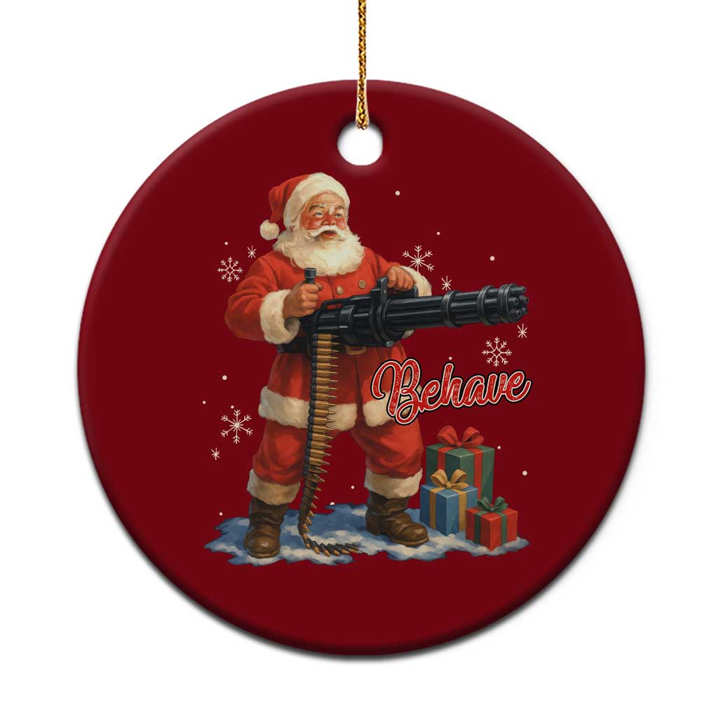 Christmas Santa Machine Gun Ceramic Ornament Behave Xmas Gun Lover TS11 1pc Red Print Your Wear