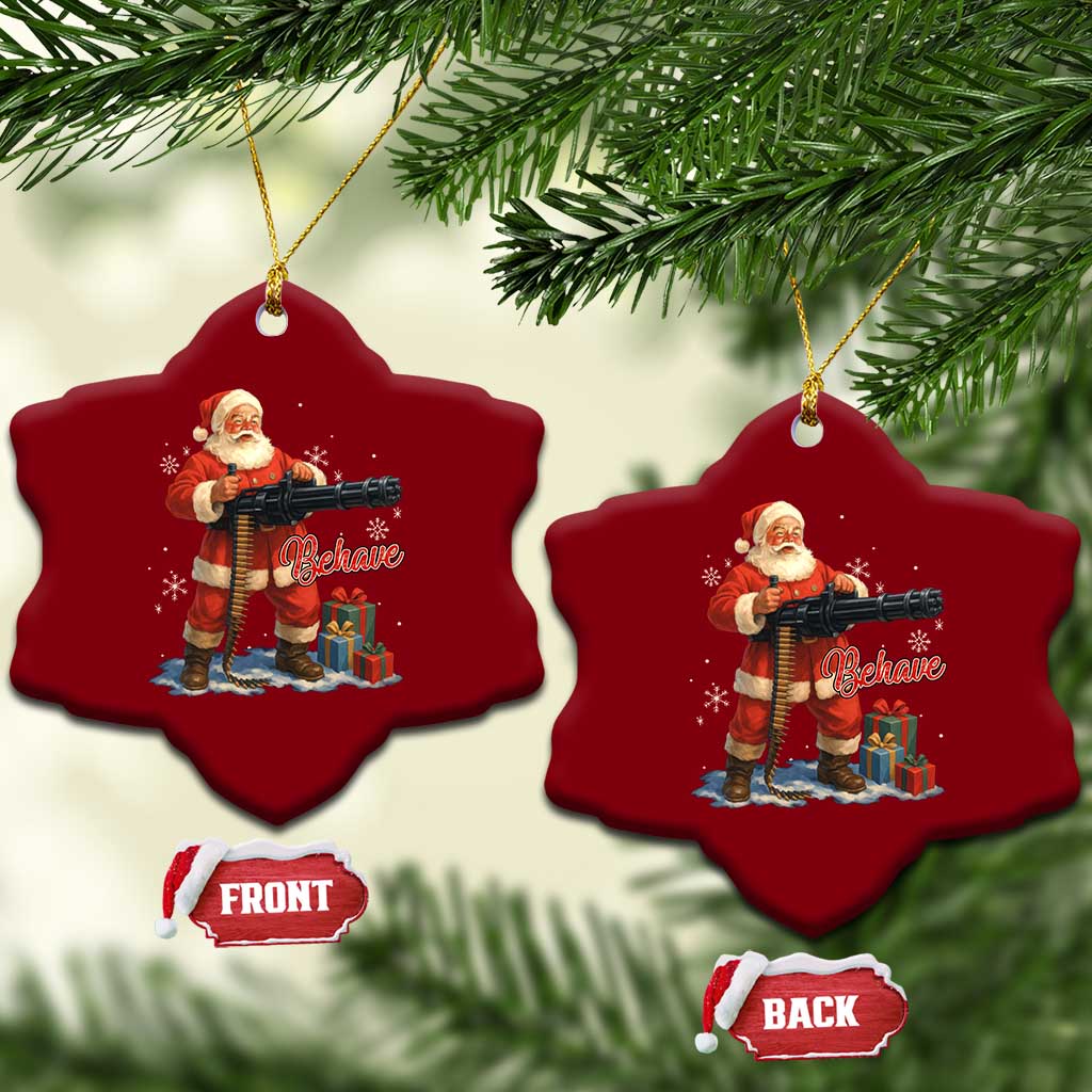 Christmas Santa Machine Gun Ceramic Ornament Behave Xmas Gun Lover TS11 Print Your Wear