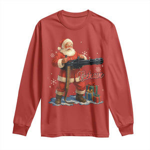 Christmas Santa Machine Gun Long Sleeve Shirt Behave Xmas Gun Lover TS11 Red Print Your Wear
