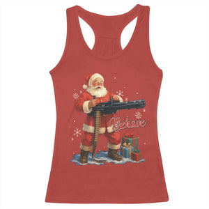Christmas Santa Machine Gun Racerback Tank Top Behave Xmas Gun Lover TS11 Red Print Your Wear