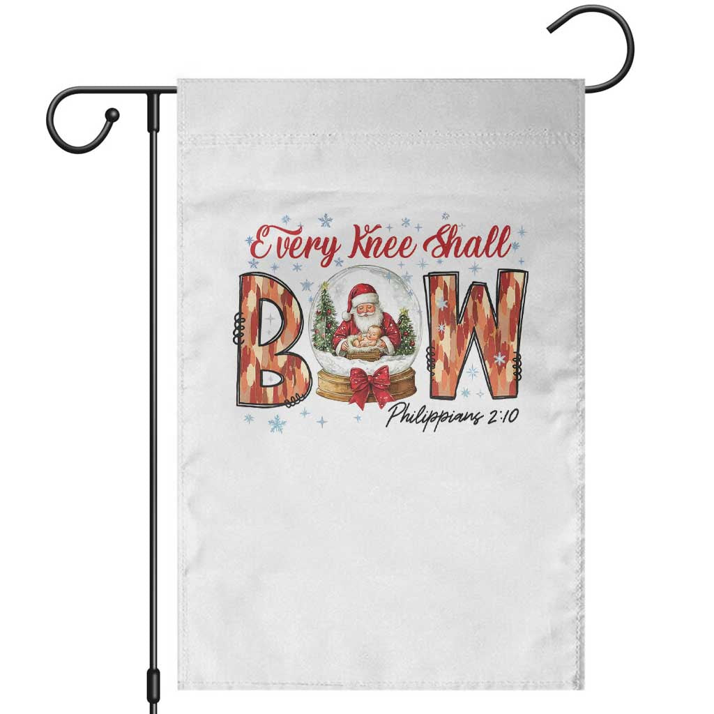 Every Knee Shall Bow Garden Flag Santa Christmas Nativity Scene Bible Verse TS11 White Print Your Wear