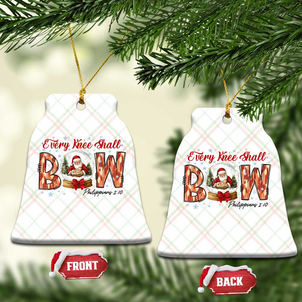 Every Knee Shall Bow Ceramic Ornament Santa Christmas Nativity Scene Bible Verse TS11 Print Your Wear