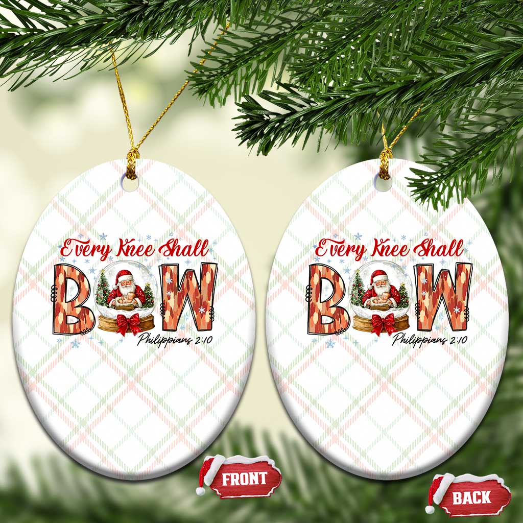 Every Knee Shall Bow Ceramic Ornament Santa Christmas Nativity Scene Bible Verse TS11 Print Your Wear