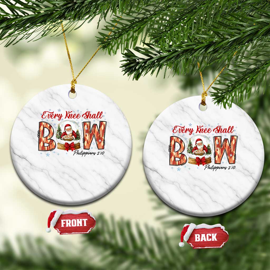 Every Knee Shall Bow Ceramic Ornament Santa Christmas Nativity Scene Bible Verse TS11 1pc White Marble Print Your Wear
