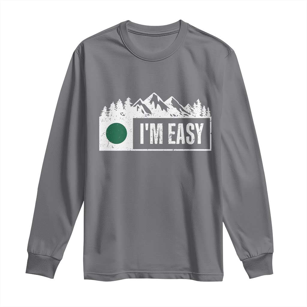 Funny Snowboard Ski Long Sleeve Shirt I'm Easy Mountain Sign Retro Vintage TS11 Charcoal Print Your Wear