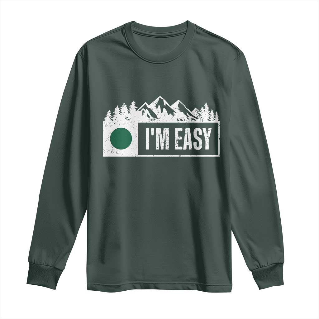 Funny Snowboard Ski Long Sleeve Shirt I'm Easy Mountain Sign Retro Vintage TS11 Dark Forest Green Print Your Wear