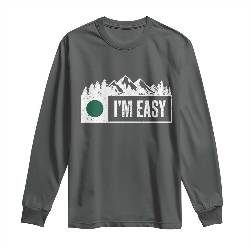 Funny Snowboard Ski Long Sleeve Shirt I'm Easy Mountain Sign Retro Vintage TS11 Dark Heather Print Your Wear