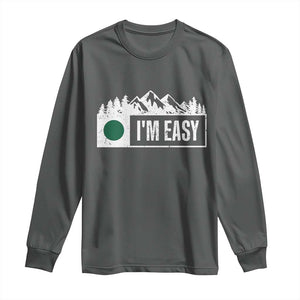 Funny Snowboard Ski Long Sleeve Shirt I'm Easy Mountain Sign Retro Vintage TS11 Dark Heather Print Your Wear
