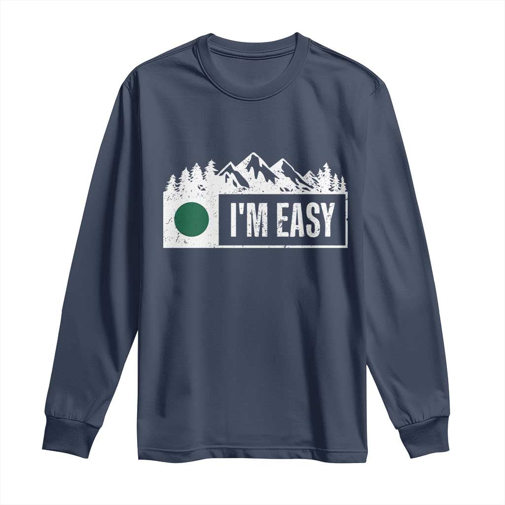 Funny Snowboard Ski Long Sleeve Shirt I'm Easy Mountain Sign Retro Vintage TS11 Navy Print Your Wear
