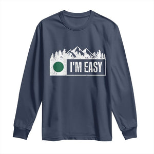 Funny Snowboard Ski Long Sleeve Shirt I'm Easy Mountain Sign Retro Vintage TS11 Navy Print Your Wear