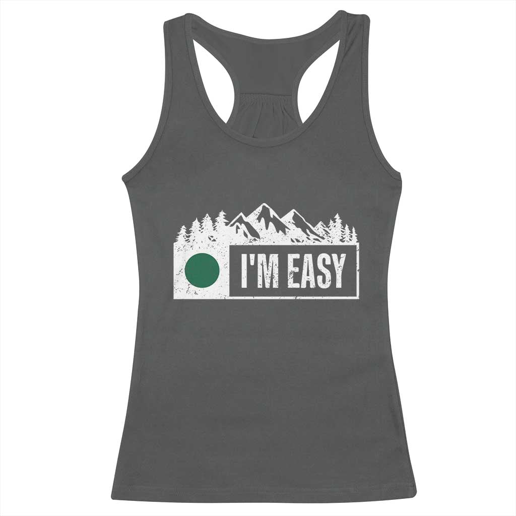 Funny Snowboard Ski Racerback Tank Top I'm Easy Mountain Sign Retro Vintage TS11 Dark Heather Print Your Wear