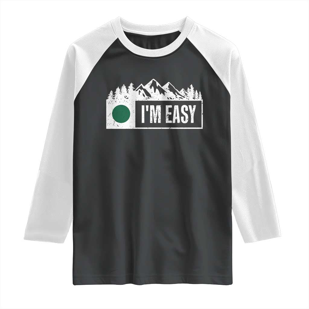 Funny Snowboard Ski Raglan Shirt I'm Easy Mountain Sign Retro Vintage TS11 Black White Print Your Wear
